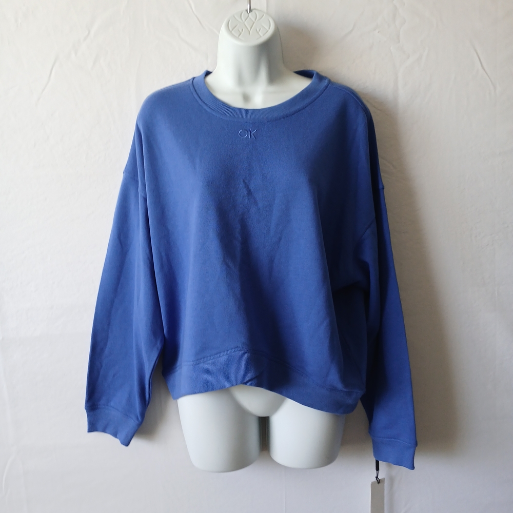 Calvin Klein‎ Performance Blue Sweatshirt NWT Short Sz M Athleisure Casual Work